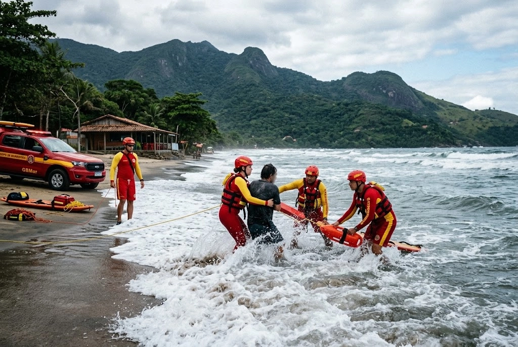 Suspeito de furtar carnes tenta fugir pelo mar e quase se afoga em Ilhabela