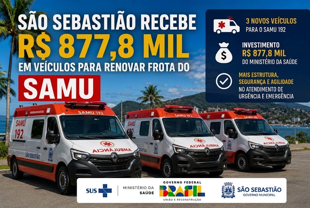 São Sebastião recebe R$ 877,8 mil em veículos para renovar frota do SAMU