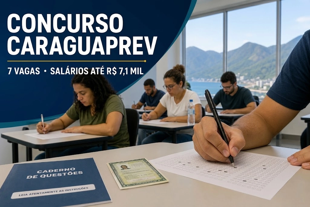 Concurso do CaraguaPrev abre 7 vagas com salários de até R$ 7,1 mil em Caraguatatuba