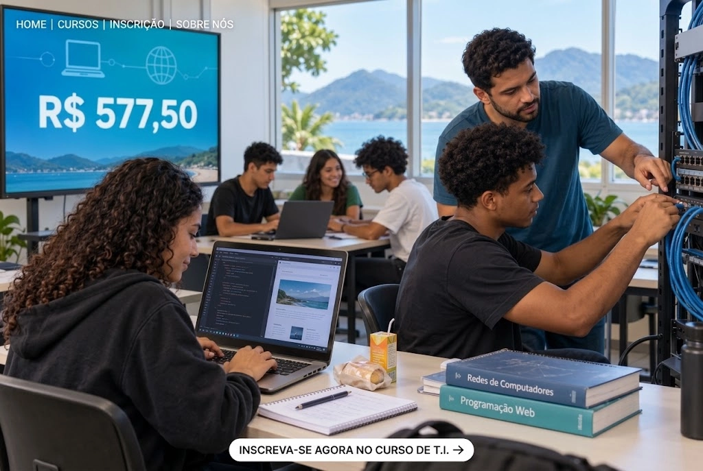 Cursos gratuitos de tecnologia oferecem auxílio de R$ 577,50 em Caraguatatuba; inscrições terminam nesta quarta