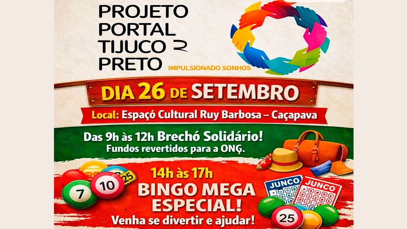 Projeto Portal Tijuco Preto promove brechó solidário e bingo beneficente em Caçapava