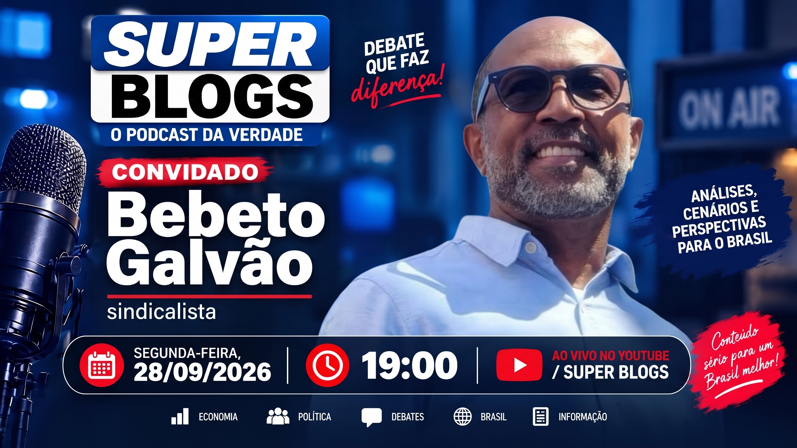 Super Blogs BA debate conjuntura política e reta final das eleições 2026 com Bebeto Galvão nesta segunda-feira (28)