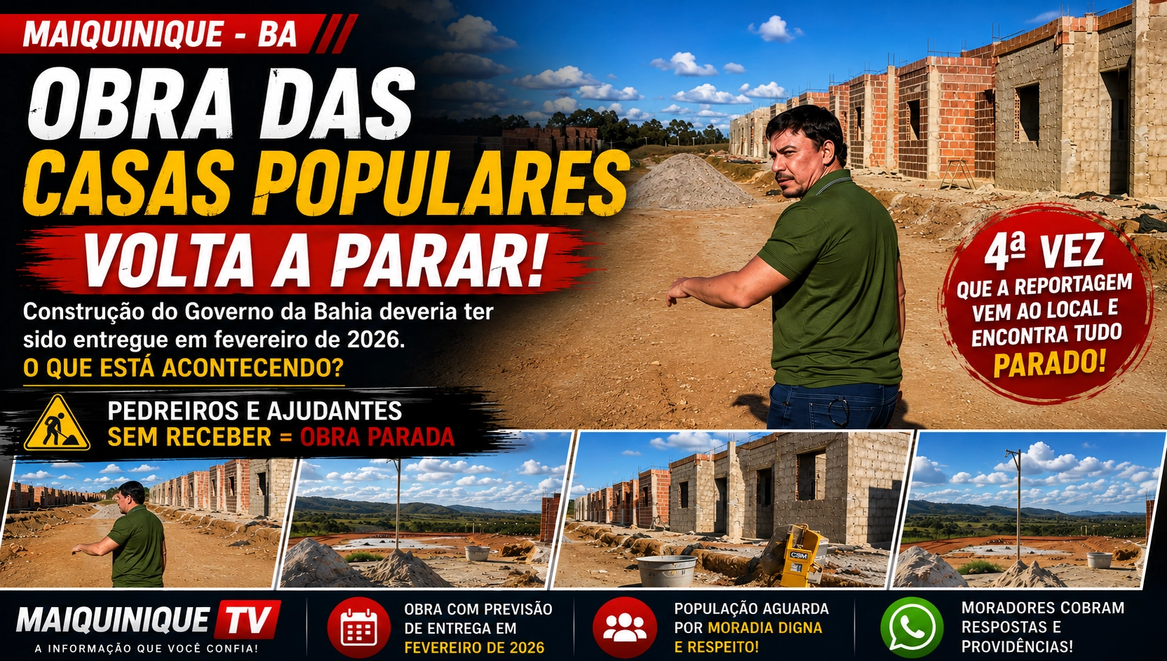 Obra das Casas Populares volta a gerar questionamentos em Maiquinique