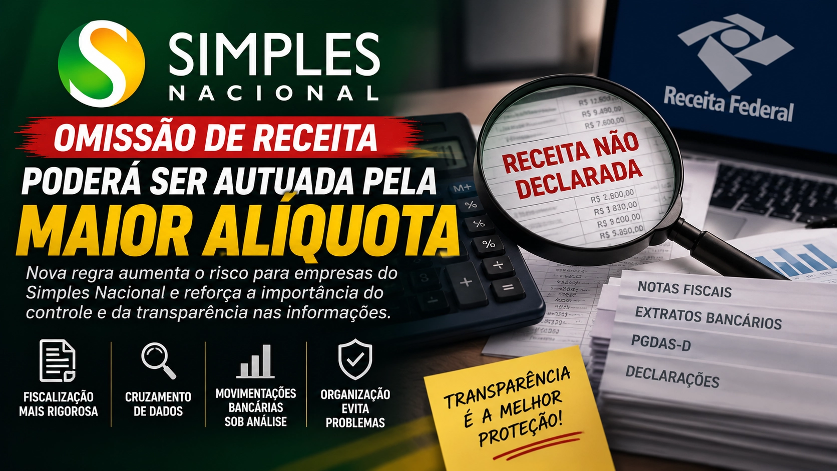 Simples Nacional: omissão de receita sem origem identificada poderá ser autuada pela maior alíquota