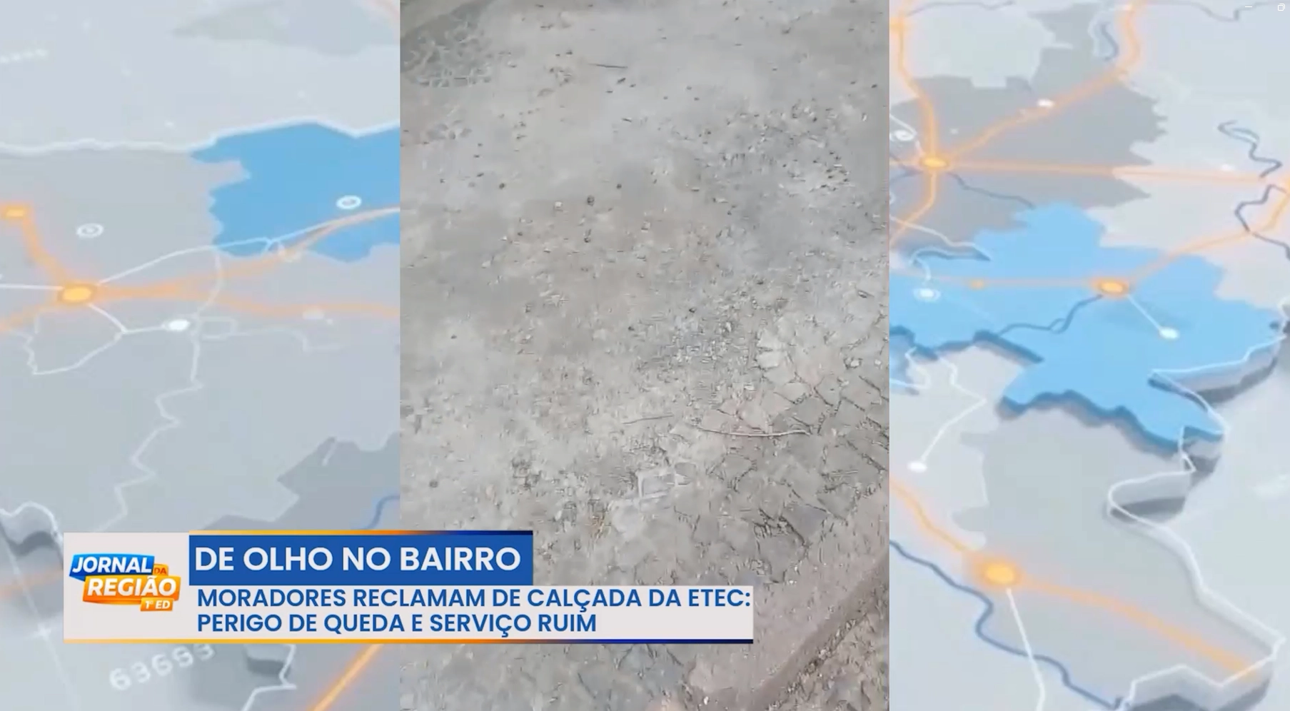 Calçada danificada e ponto de ônibus preocupam moradores e estudantes na região da Etec